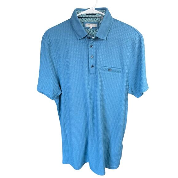 Ted Baker Other - Ted Baker Textured SS Polo Blue M/L Golf Preppy Prep Athleisure Athletic Sports